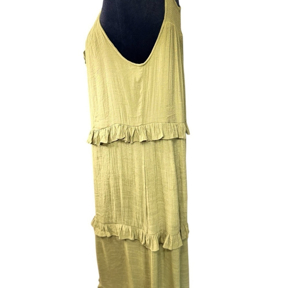 Green Tiered Ruffled Midi Sundress - Picture 3 of 5